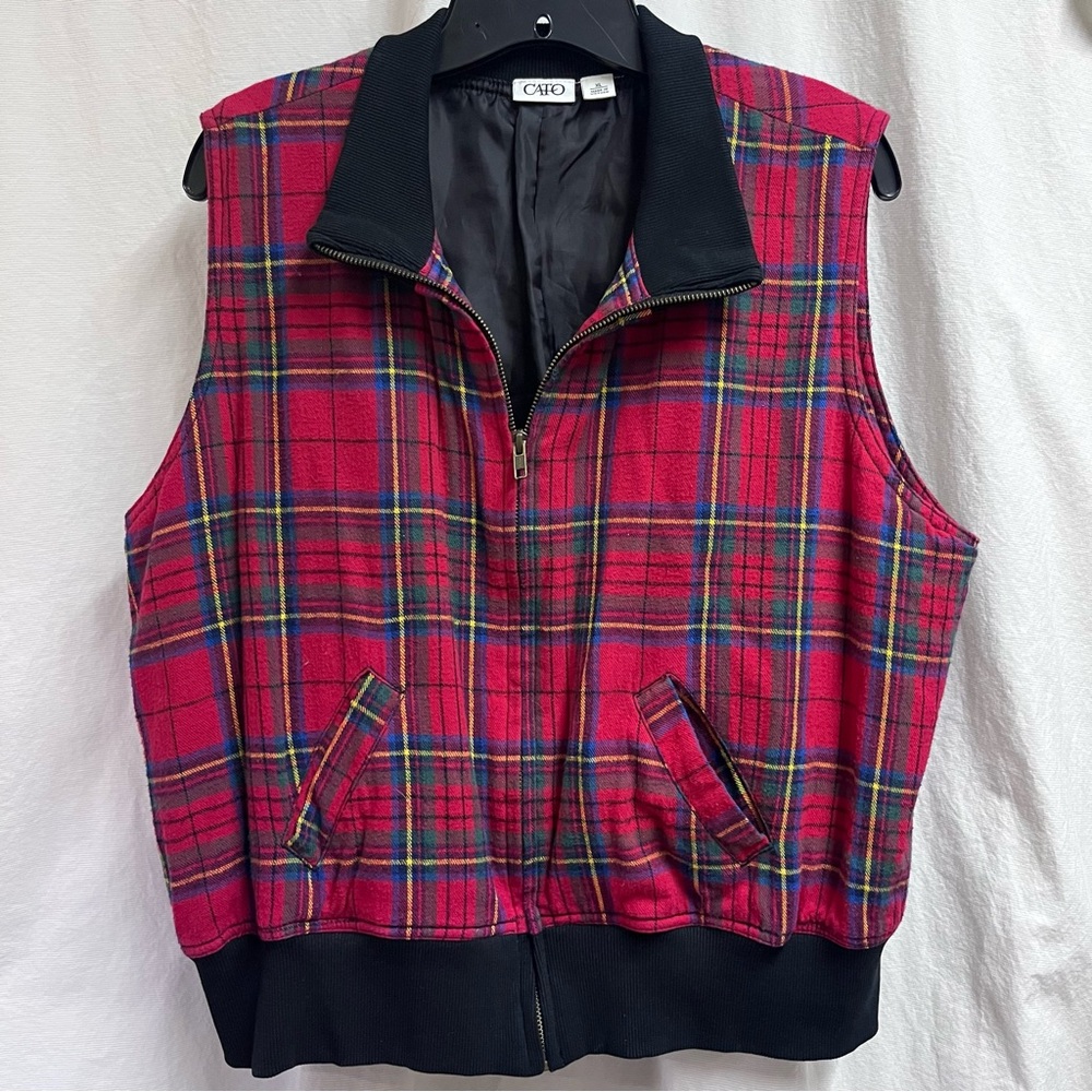 VTG Woman’s  Cato Tartan Plaid Vest X-Large